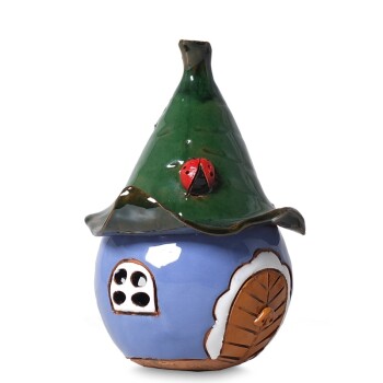 Zaunstecker Blatthaus, blau