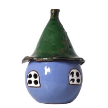 Zaunstecker Blatthaus, blau