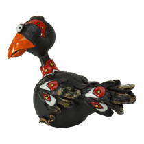 Außenkeramik handgemacht Vogel Plum