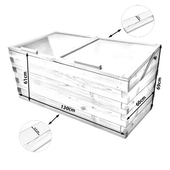 Hochbeet-Fr�hbeet Set L�rche 130x60cm - H�he 61cm