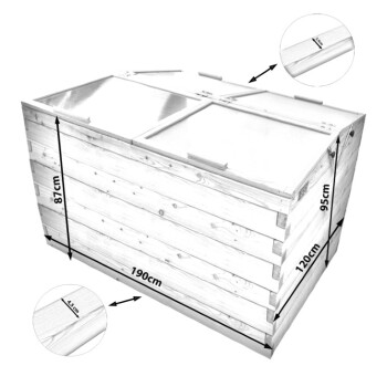 Hochbeet-Fr�hbeet Set L�rche 190x120cm - H�he 87cm