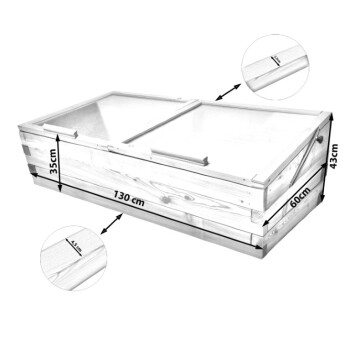 Hochbeet-Fr�hbeet Set L�rche 130x60cm - H�he 35cm